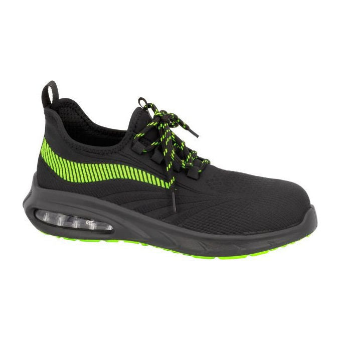 Neri Safety scarpa antinfortunistica bassa Rush 998, S1 PL FO SR, ESD antistatica, puntale composito, tessuto fine knit, nero verde, taglia 38