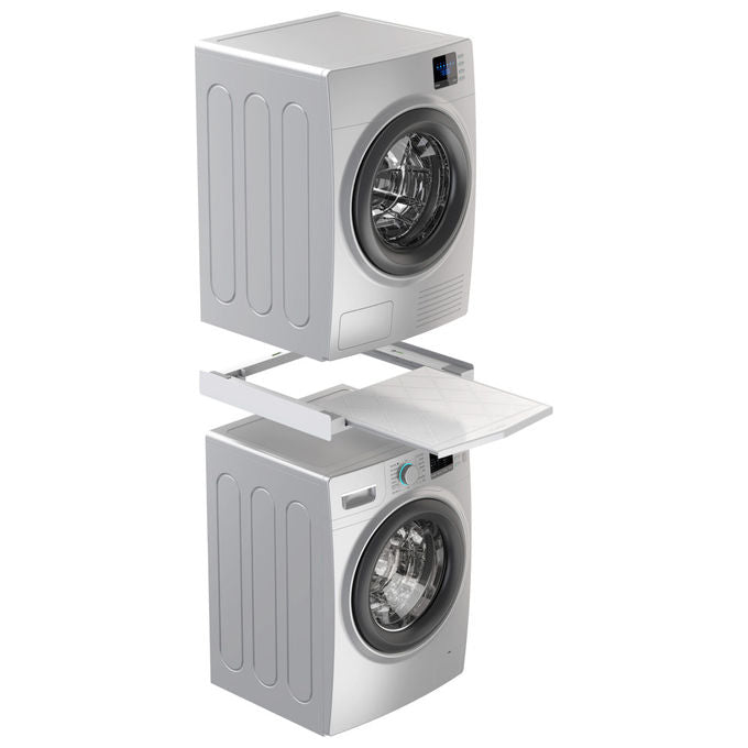 Meliconi Torre Quick kit di sovrapposizione universale, lavatrice e asciugatrice, ripiano estraibile, cinghia sicurezza, made in Italy, bianco