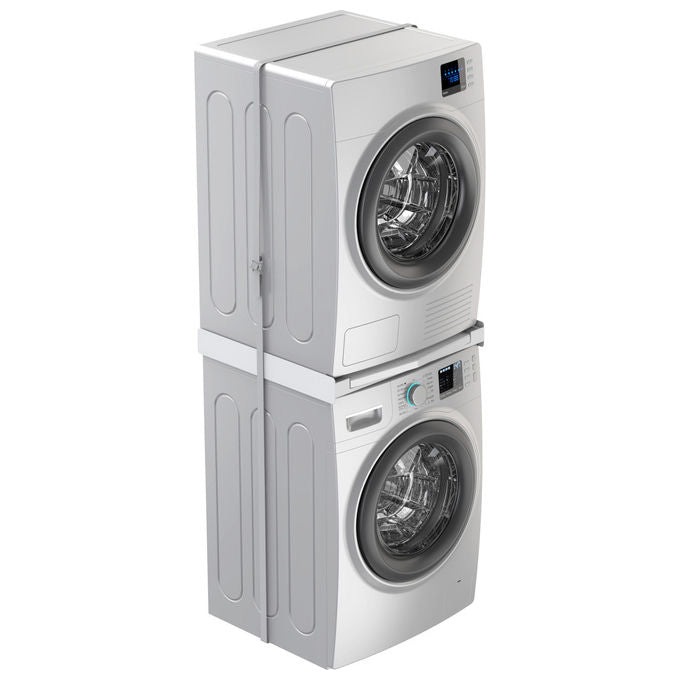 Meliconi Torre Quick kit di sovrapposizione universale, lavatrice e asciugatrice, ripiano estraibile, cinghia sicurezza, made in Italy, bianco