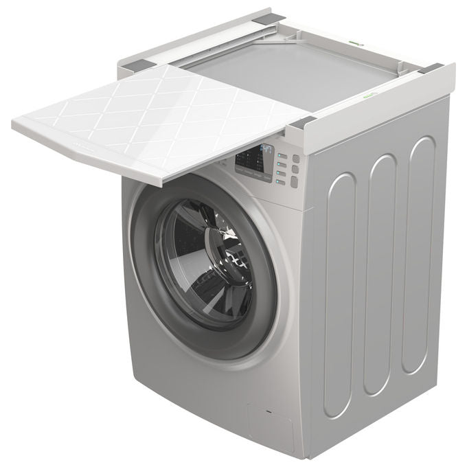 Meliconi Torre Quick kit di sovrapposizione universale, lavatrice e asciugatrice, ripiano estraibile, cinghia sicurezza, made in Italy, bianco