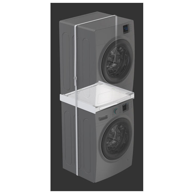 Meliconi Torre Quick kit di sovrapposizione universale, lavatrice e asciugatrice, ripiano estraibile, cinghia sicurezza, made in Italy, bianco