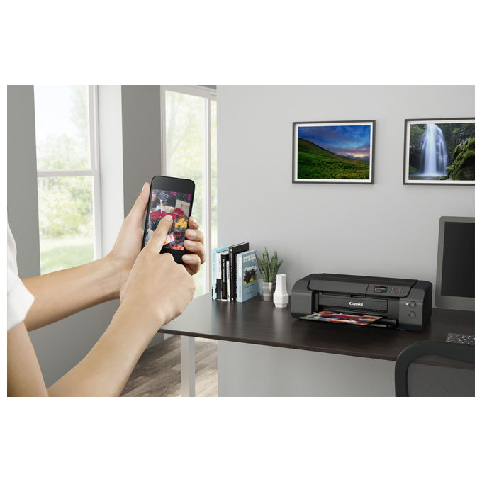 Canon PIXMA PRO-200s, stampante fotografica inkjet, formato A3+, 8 inchiostri dye, 4800x2400 dpi, Wi-Fi, display LCD touch, nero