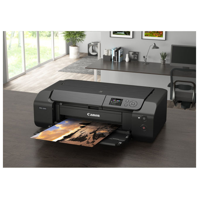 Canon PIXMA PRO-200s, stampante fotografica inkjet, formato A3+, 8 inchiostri dye, 4800x2400 dpi, Wi-Fi, display LCD touch, nero