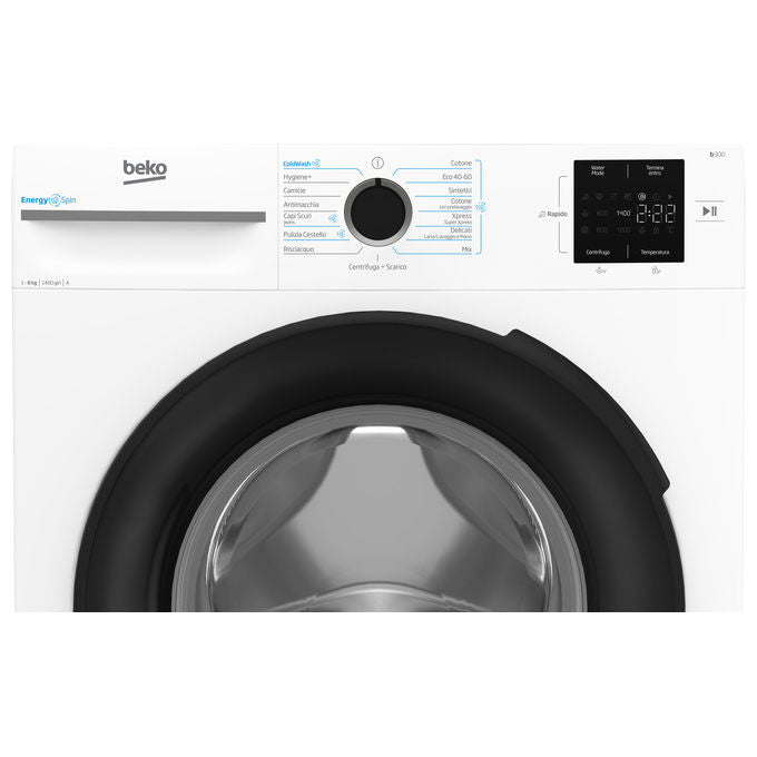 Beko MWBM8147EB Lavatrice Frontale 8 Kg 1400 rpm Classe A Motore Inverter SteamCure Vapore (84.5x60x54.6 cm) colore Bianco