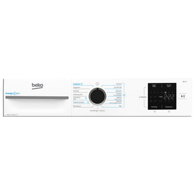 Beko MWBM8147EB Lavatrice Frontale 8 Kg 1400 rpm Classe A Motore Inverter SteamCure Vapore (84.5x60x54.6 cm) colore Bianco