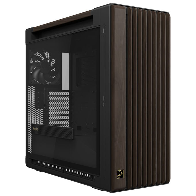 ASUS case ProArt PA602, Midi Tower, legno di noce, vetro temperato, ATX EATX, ventole 200 mm, nero