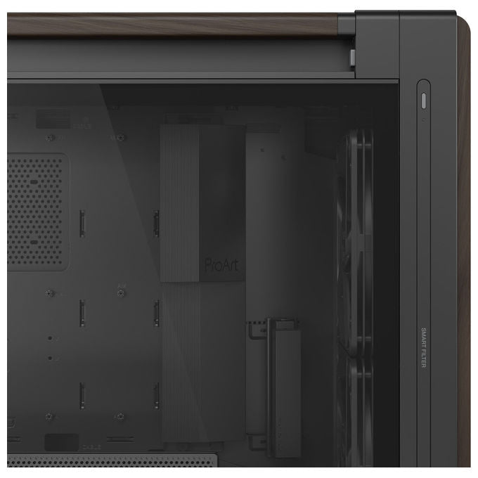 ASUS case ProArt PA602, Midi Tower, legno di noce, vetro temperato, ATX EATX, ventole 200 mm, nero