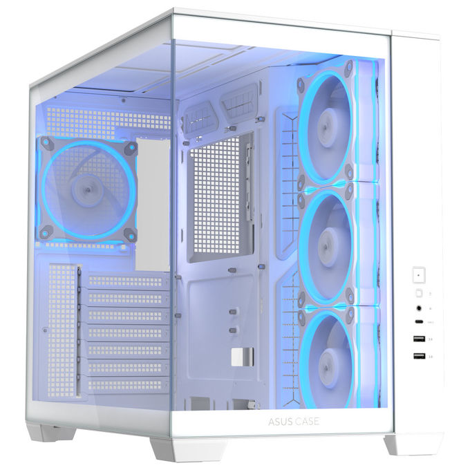 ASUS case mid-tower A32 Plus TG ARGB, vetro temperato, illuminazione ARGB, 4x ventole 120 mm, ATX, bianco