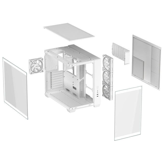 ASUS case mid-tower A32 Plus TG ARGB, vetro temperato, illuminazione ARGB, 4x ventole 120 mm, ATX, bianco