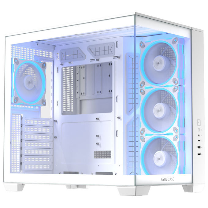 ASUS case mid-tower A32 Plus TG ARGB, vetro temperato, illuminazione ARGB, 4x ventole 120 mm, ATX, bianco