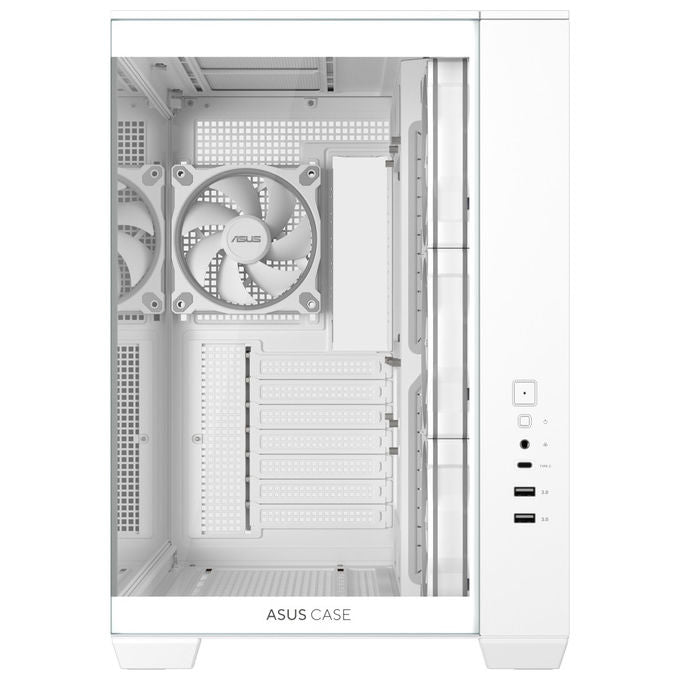 ASUS case mid-tower A32 Plus TG ARGB, vetro temperato, illuminazione ARGB, 4x ventole 120 mm, ATX, bianco