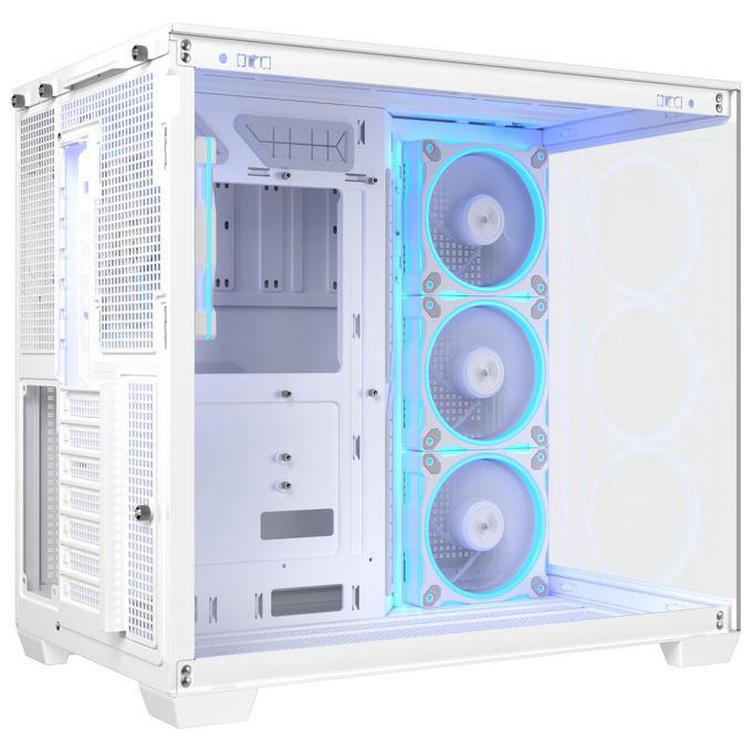 ASUS case mid-tower A32 Plus TG ARGB, vetro temperato, illuminazione ARGB, 4x ventole 120 mm, ATX, bianco