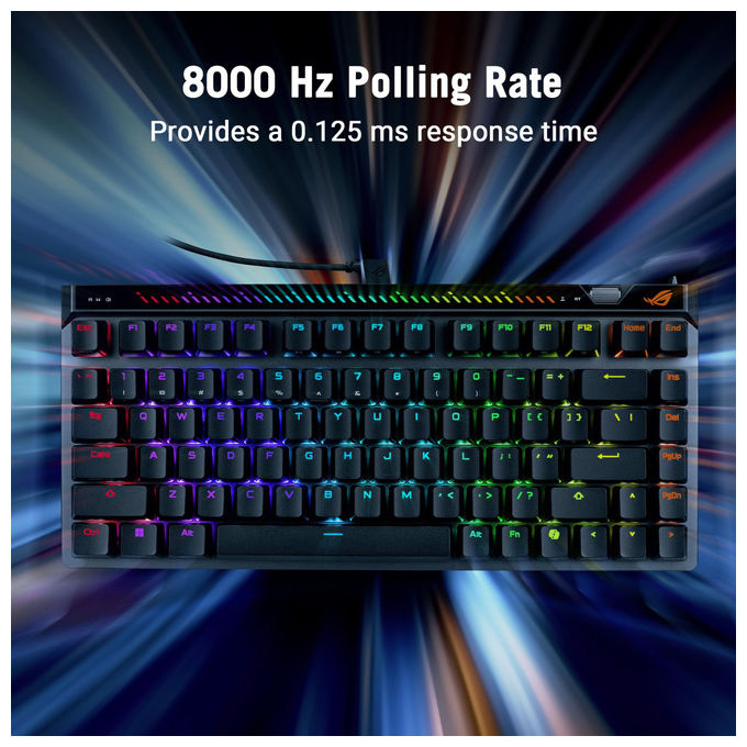 ASUS ROG Falchion Ace 75 HE, tastiera gaming meccanica, switch magnetici HFX V2, polling 8000 Hz, RGB, layout italiano, nera