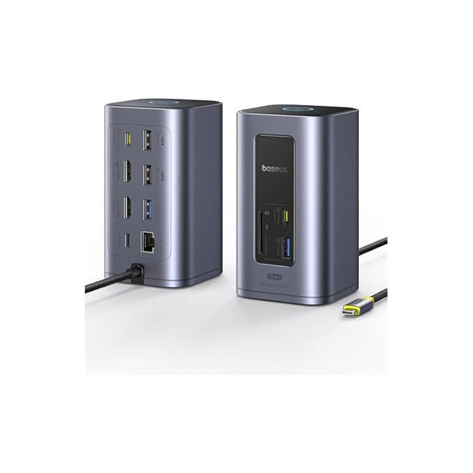ASUS docking station DC310, USB-C 10 in 1, doppio display 4K 60Hz, 2 HDMI 2.0, 4 USB-A, Ethernet Gigabit, ricarica 100W, supporto ergonomico, nero