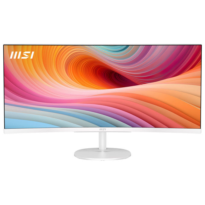 MSI monitor curvo 34 pollici, Pro MP341CQW E12, UltraWide Quad HD 3440x1440, VA 1500R, 120 Hz, altoparlanti integrati, bianco
