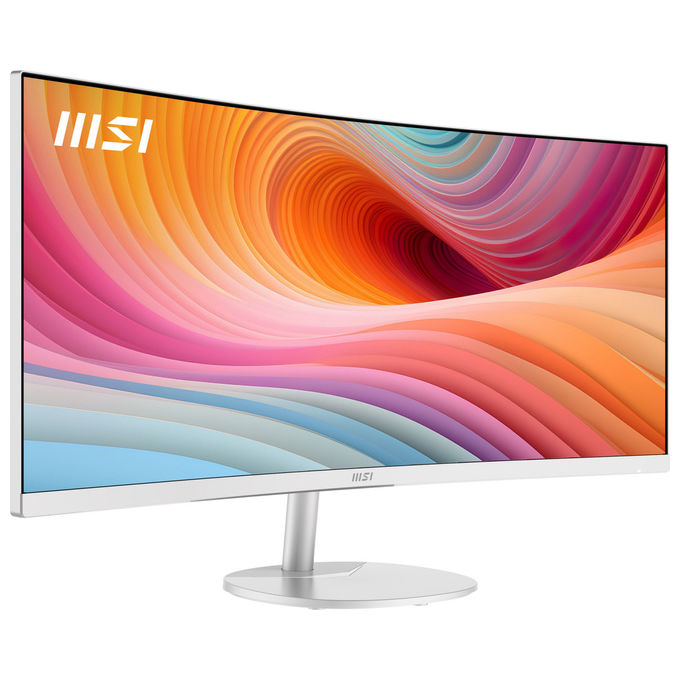 MSI monitor curvo 34 pollici, Pro MP341CQW E12, UltraWide Quad HD 3440x1440, VA 1500R, 120 Hz, altoparlanti integrati, bianco