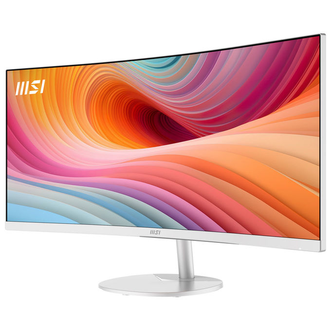 MSI monitor curvo 34 pollici, Pro MP341CQW E12, UltraWide Quad HD 3440x1440, VA 1500R, 120 Hz, altoparlanti integrati, bianco