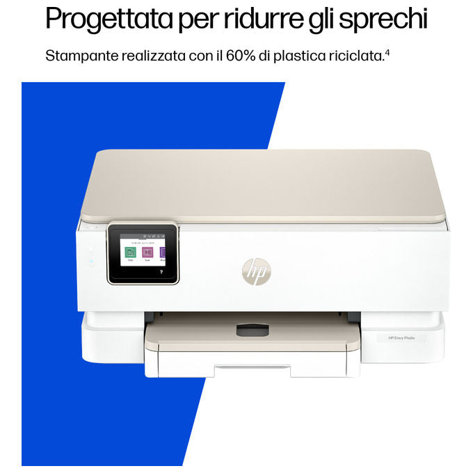 HP stampante multifunzione inkjet Envy Photo 7230, stampa copia scansione, Wi-Fi, fronte-retro, touchscreen, 15 ppm, beige