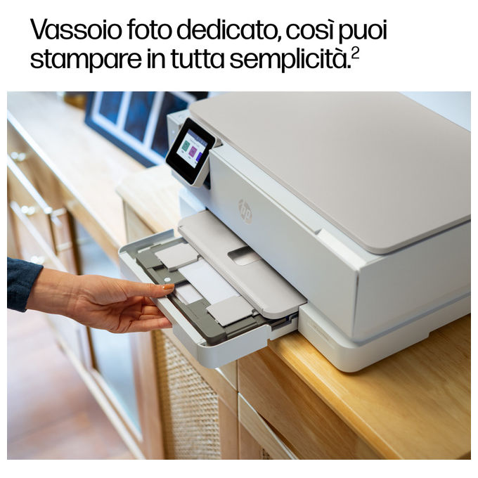 HP stampante multifunzione inkjet Envy Photo 7230, stampa copia scansione, Wi-Fi, fronte-retro, touchscreen, 15 ppm, beige
