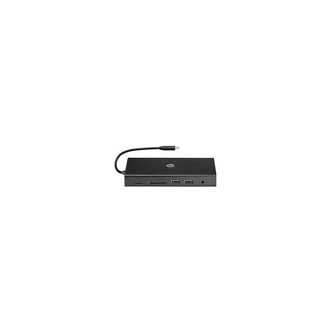 HP hub USB-C portatile, 4 porte, compatibilita' universale, docking station compatta, nero