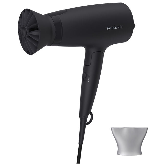 Philips asciugacapelli serie 3000 BHD308-10, 1600W, ThermoProtect, manico pieghevole, 3 velocita', getto aria fredda, nero