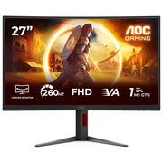 AOC monitor gaming curvo 27 pollici C27G4Z2, Full HD 1920x1080, 260 Hz, 1 ms, Fast VA, HDR10, Adaptive Sync, nero rosso
