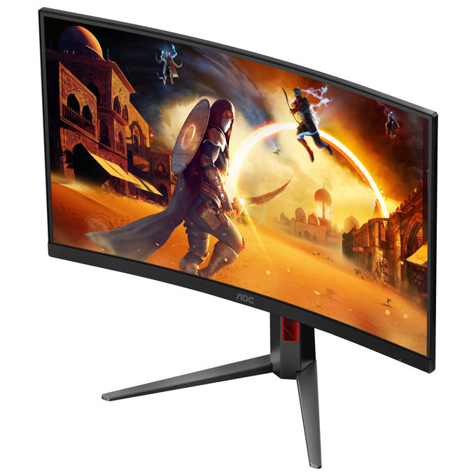 AOC monitor gaming curvo 27 pollici C27G4Z2, Full HD 1920x1080, 260 Hz, 1 ms, Fast VA, HDR10, Adaptive Sync, nero rosso