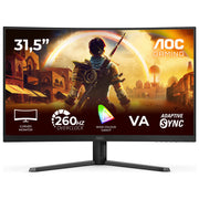 AOC C32G42ZE monitor curvo gaming 31.5'', Full HD, pannello VA, 260Hz, 0.3ms, Adaptive Sync, HDR10, nero rosso