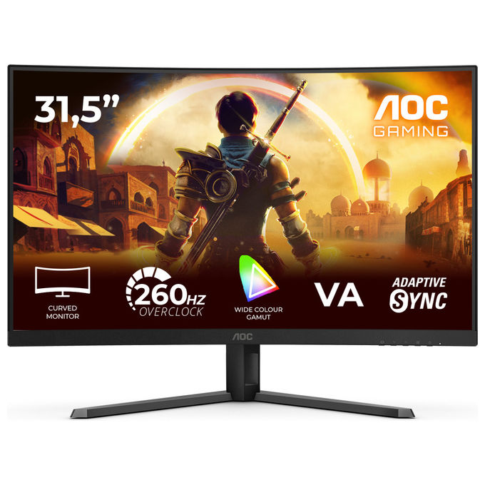 AOC C32G42ZE monitor curvo gaming 31.5'', Full HD, pannello VA, 260Hz, 0.3ms, Adaptive Sync, HDR10, nero rosso