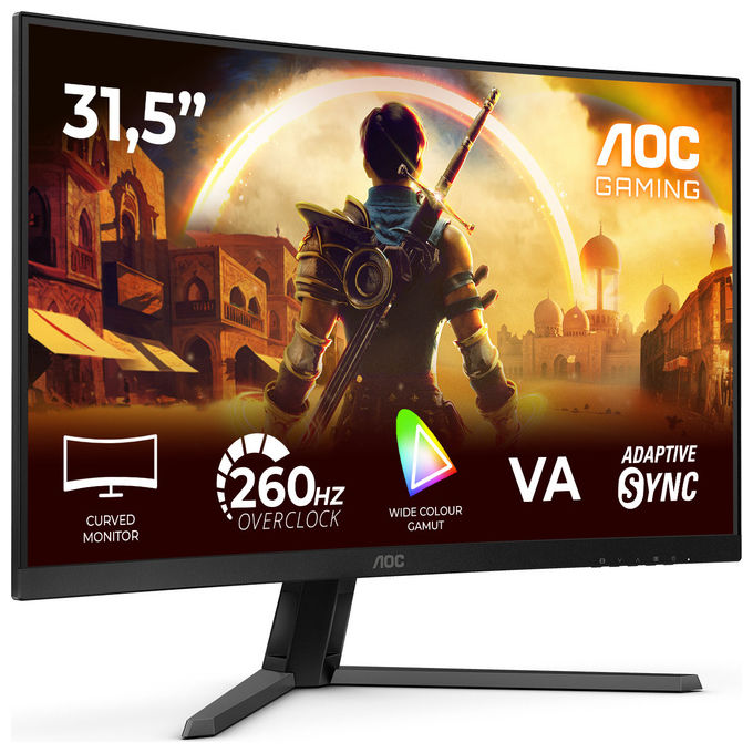 AOC C32G42ZE monitor curvo gaming 31.5'', Full HD, pannello VA, 260Hz, 0.3ms, Adaptive Sync, HDR10, nero rosso