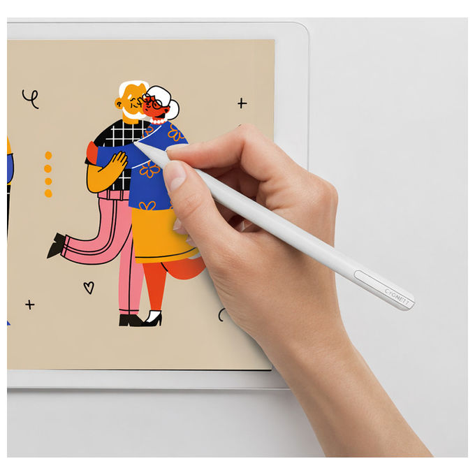 Cygnett MagPen penna stilo attiva per iPad, compatibile Apple, ricarica magnetica, batteria 130 mAh, Bianco