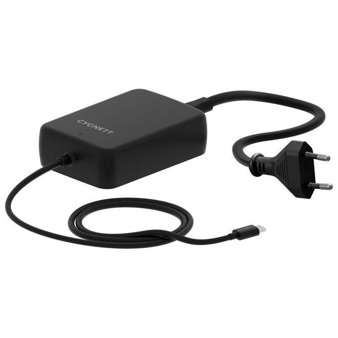 Cygnett caricabatterie GaN 140W USB-C, ricarica rapida, cavo integrato 1m, per laptop, smartphone, tablet, nero