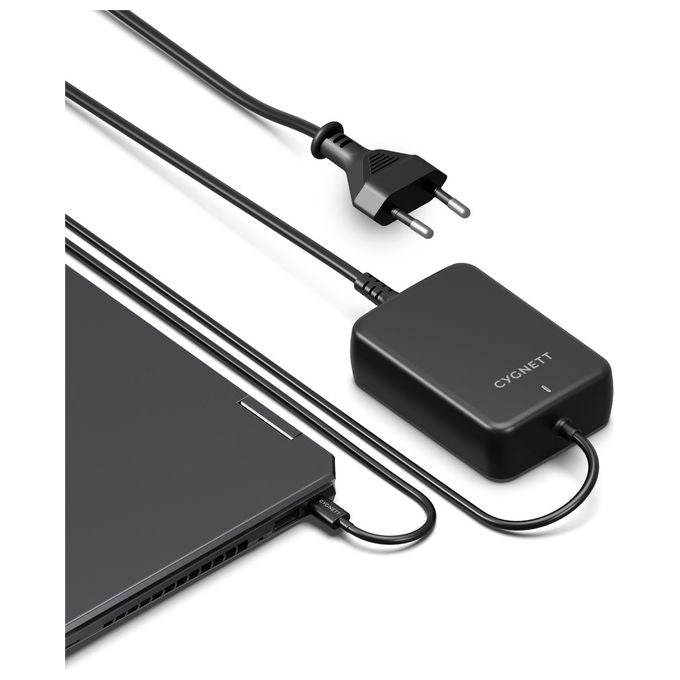 Cygnett caricabatterie GaN 140W USB-C, ricarica rapida, cavo integrato 1m, per laptop, smartphone, tablet, nero