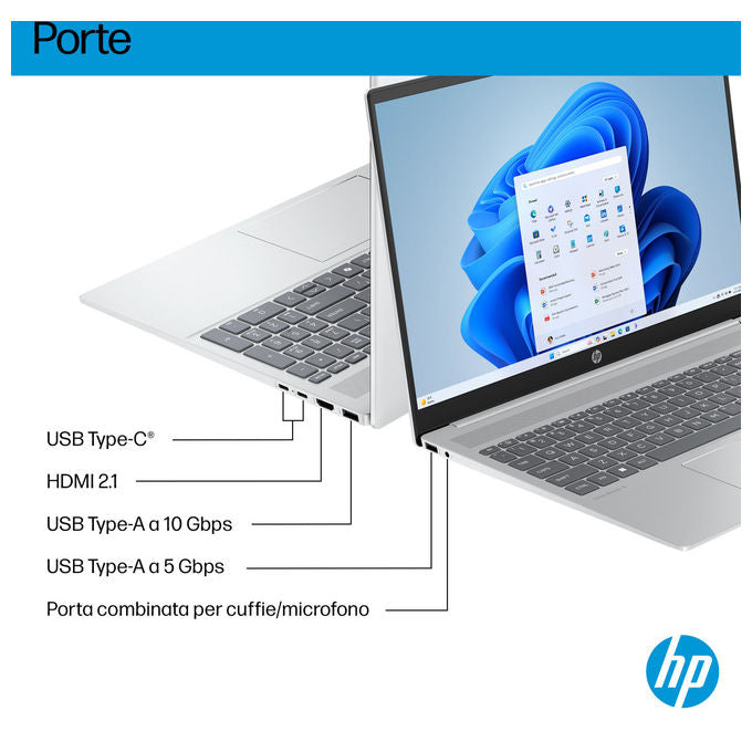 HP D8ZV3EA OmniBook 5 AI Notebook 16 pollici OLED 2K Intel Core Ultra 7 32GB RAM SSD 1TB Argento