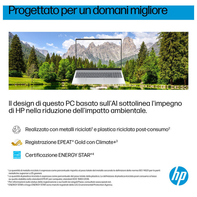 HP D8ZV3EA OmniBook 5 AI Notebook 16 pollici OLED 2K Intel Core Ultra 7 32GB RAM SSD 1TB Argento
