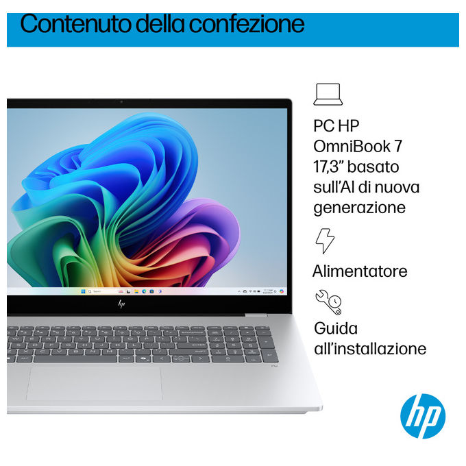 HP D8ZW1EA OmniBook 7 Notebook 17.3 pollici Intel Core Ultra 7 32 GB 1 TB SSD NVIDIA RTX 4050 Argento