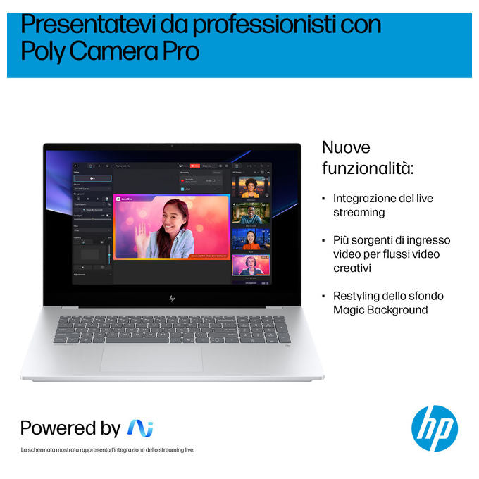 HP D8ZW1EA OmniBook 7 Notebook 17.3 pollici Intel Core Ultra 7 32 GB 1 TB SSD NVIDIA RTX 4050 Argento