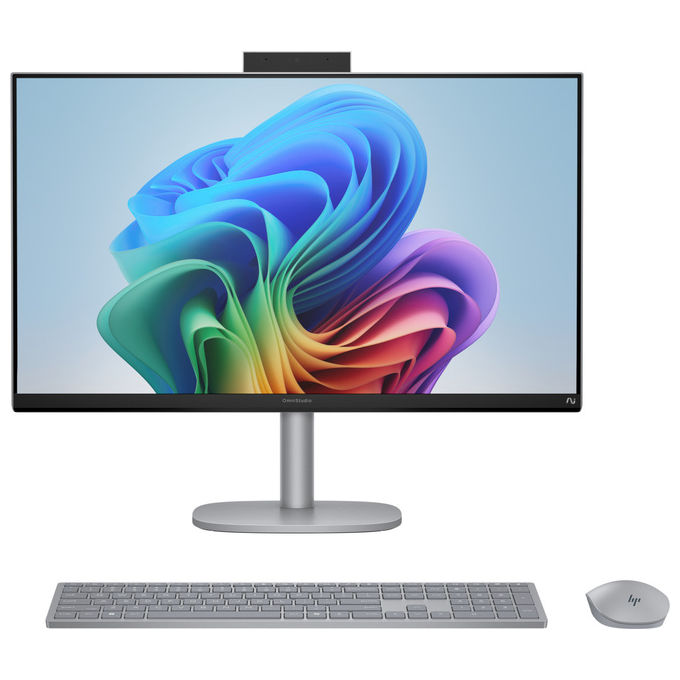 HP OmniStudio X, PC all-in-one 27 pollici touch, Intel Core Ultra 7, 16 GB RAM, 1 TB SSD, Full HD IPS, Windows 11 Home, argento