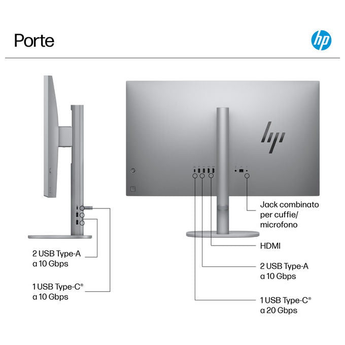 HP OmniStudio X, PC all-in-one 27 pollici touch, Intel Core Ultra 7, 16 GB RAM, 1 TB SSD, Full HD IPS, Windows 11 Home, argento