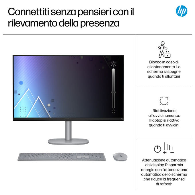 HP OmniStudio X, PC all-in-one 27 pollici touch, Intel Core Ultra 7, 16 GB RAM, 1 TB SSD, Full HD IPS, Windows 11 Home, argento