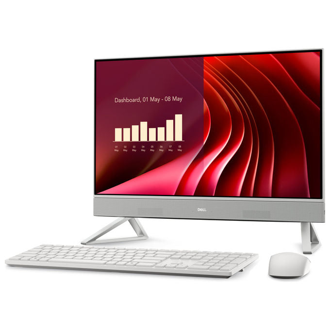 Dell pc all-in-one 23,8 pollici, Intel Core 5 120U, 16 GB DDR5, 512 GB SSD NVMe, Full HD, Wi-Fi 6E, Windows 11 Pro, bianco, EC24250