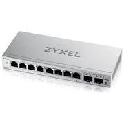 Zyxel switch gestito L2 GS1200-10V3, 8 porte Gigabit RJ-45, 2 slot SFP, desktop, senza ventole, VLAN, QoS