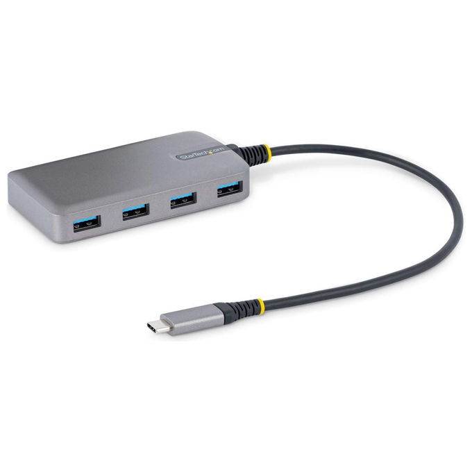 StarTech hub usb-c a 4 porte, 5 gbps, alimentato da bus, cavo integrato 61 cm, plug-and-play, nero, H5C4A-USB-HUB-2