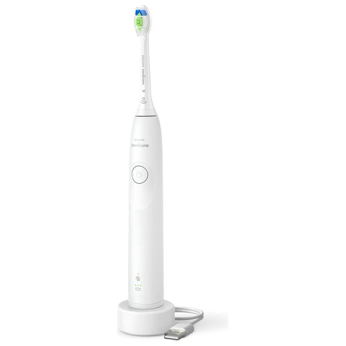 Philips spazzolino elettrico sonico ricaricabile Serie 5300, HX7108-01, tecnologia Sonicare, timer 2 min, sensore di pressione, bianco