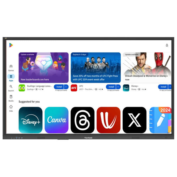 Viewsonic display interattivo 65 pollici, IN6503-1C, Android 14 EDLA, 4K 3840x2160, 450 nits, touchscreen, altoparlanti 40W