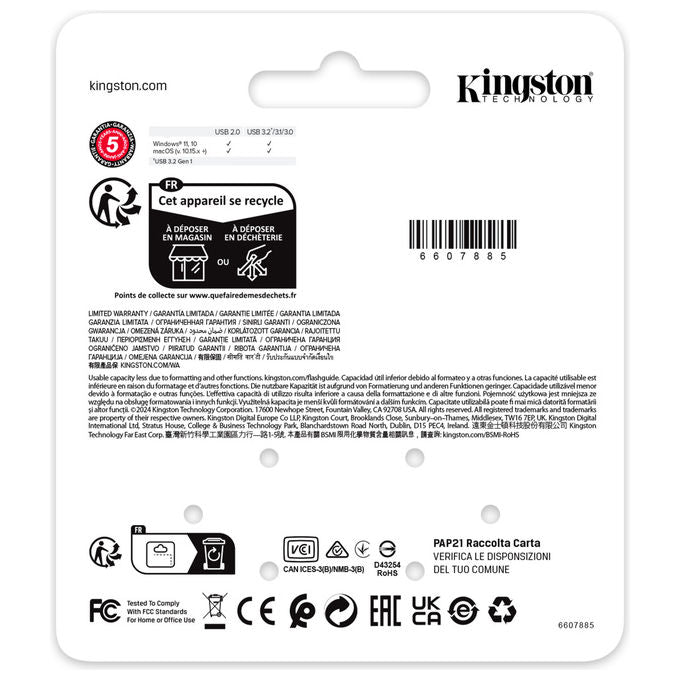 Kingston chiavetta usb 512 GB, DataTraveler SE9 G3, USB-A 3.2 Gen 1, 220 MB-s lettura, 100 MB-s scrittura, metallo, nero