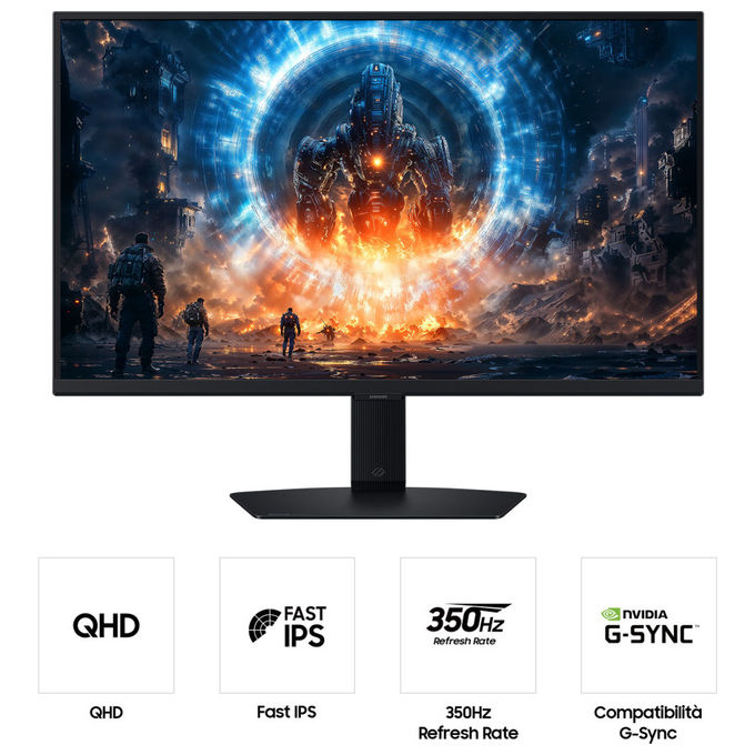Samsung monitor gaming Odyssey G6 G60F, 27 pollici, QHD 2560x1440, 350 Hz, 1 ms, IPS, DisplayHDR 400, FreeSync Premium, G-Sync, nero