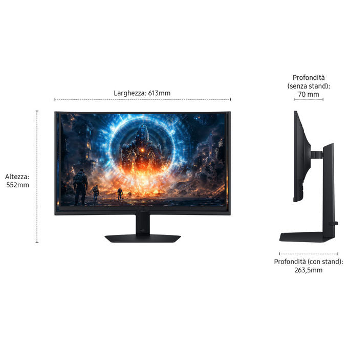 Samsung monitor gaming Odyssey G6 G60F, 27 pollici, QHD 2560x1440, 350 Hz, 1 ms, IPS, DisplayHDR 400, FreeSync Premium, G-Sync, nero