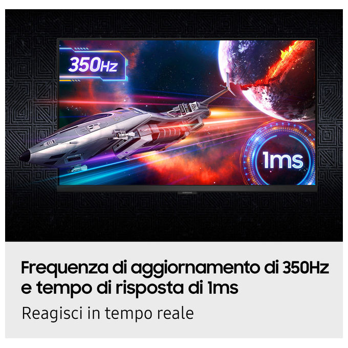 Samsung monitor gaming Odyssey G6 G60F, 27 pollici, QHD 2560x1440, 350 Hz, 1 ms, IPS, DisplayHDR 400, FreeSync Premium, G-Sync, nero