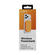 Celly power bank MagSafe 3000 mAh, ricarica wireless 5W, ultrasottile, USB-C, compatibile Android, arancione